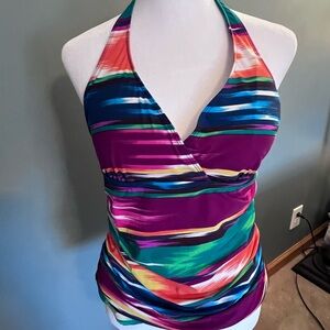 Lauren Ralph Lauren Colorful Striped Halter Swim Top